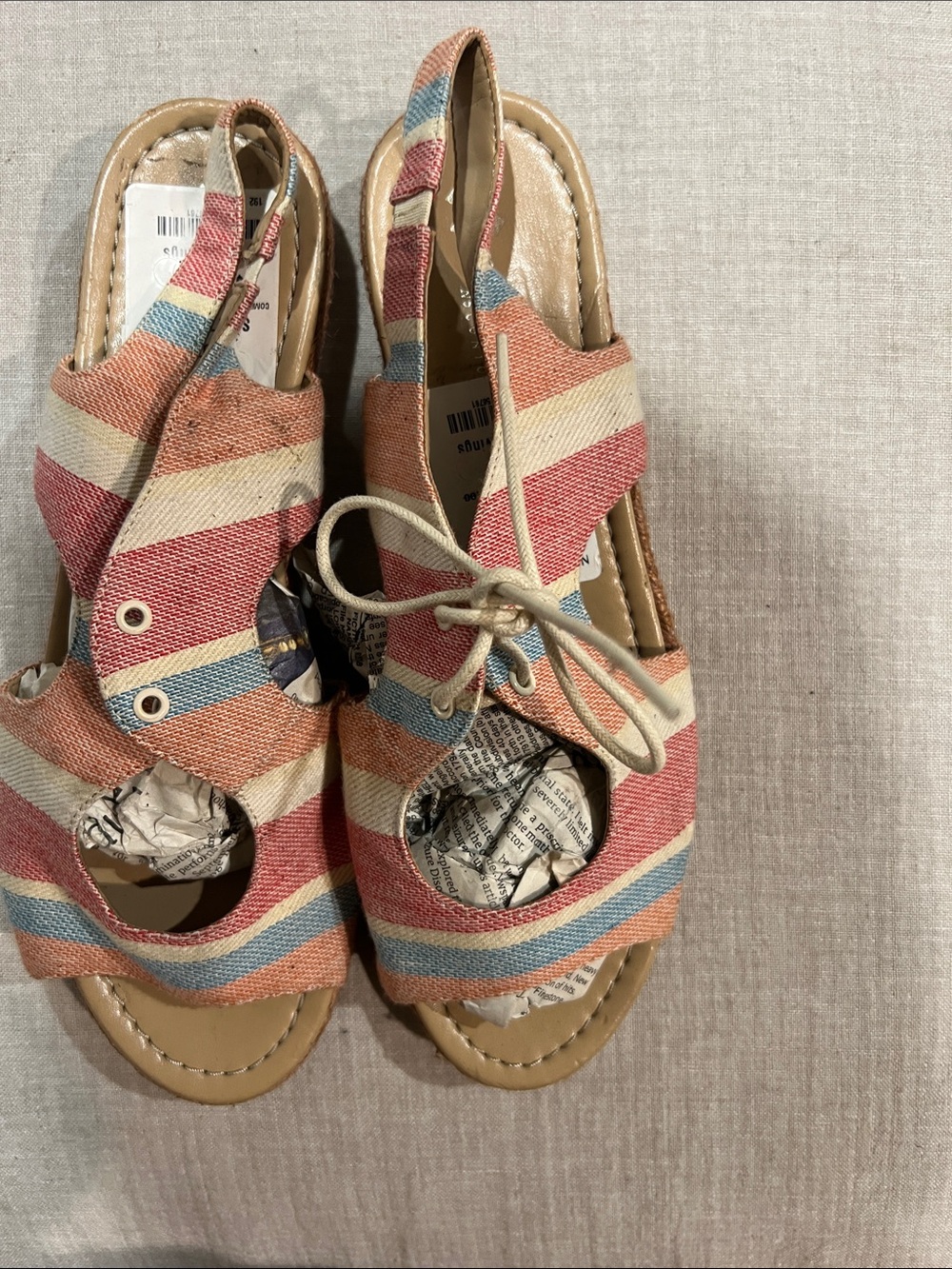 Naturalizer Multicolor Striped Slingback Sandals - Coral, Blue, Cream